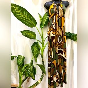 Ye-Ye  Beaded Halter Backless Maxi Dress Sz Medium